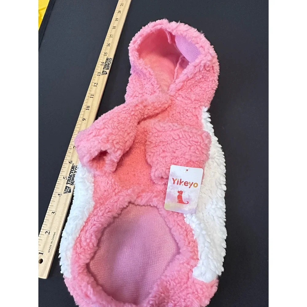 Yikeyo Pet Hoodie Size S Pink White Sherpa Fleece Small Dog‎ Cat Sweater